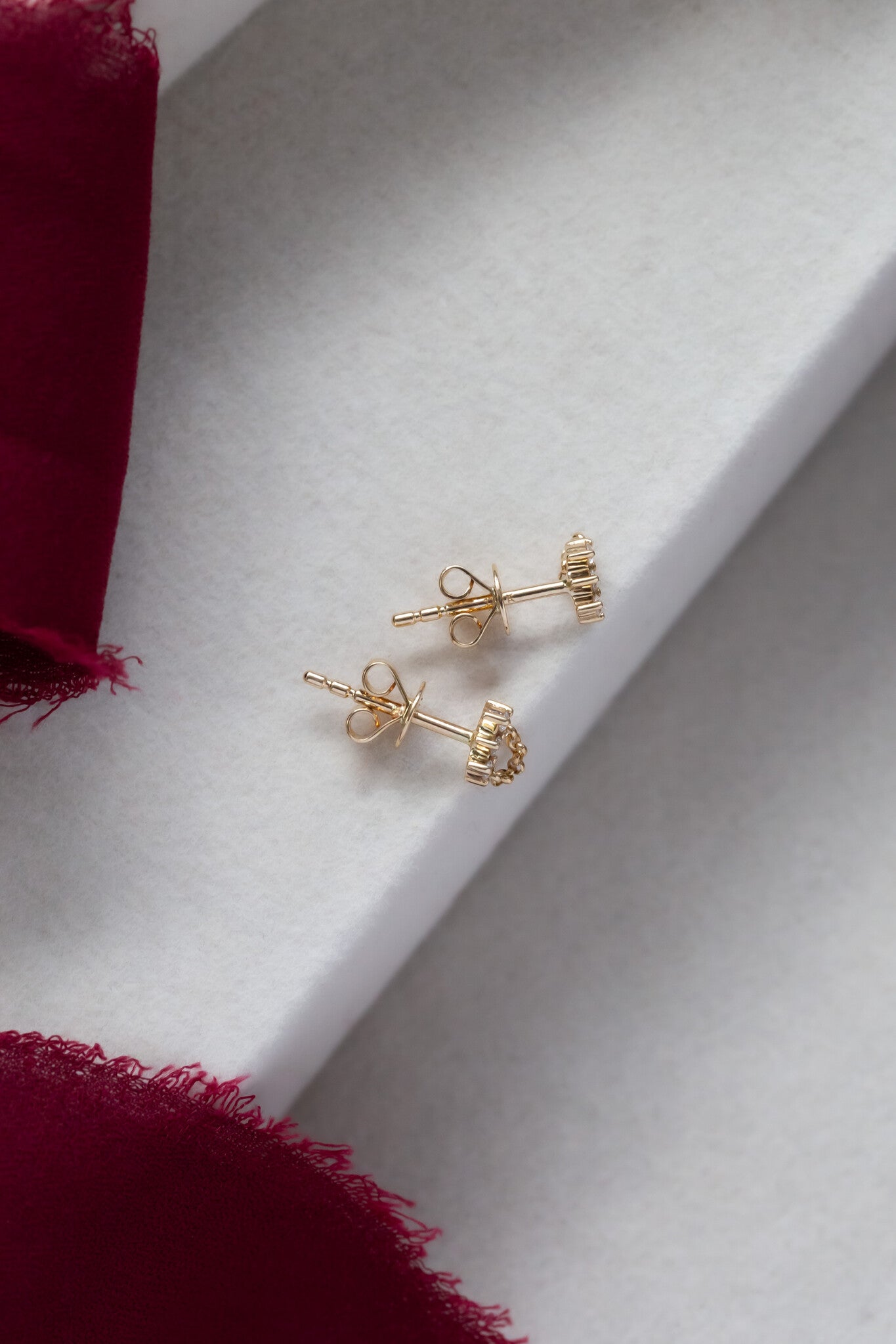 Dainty Diamond Bar with Chain Earrings