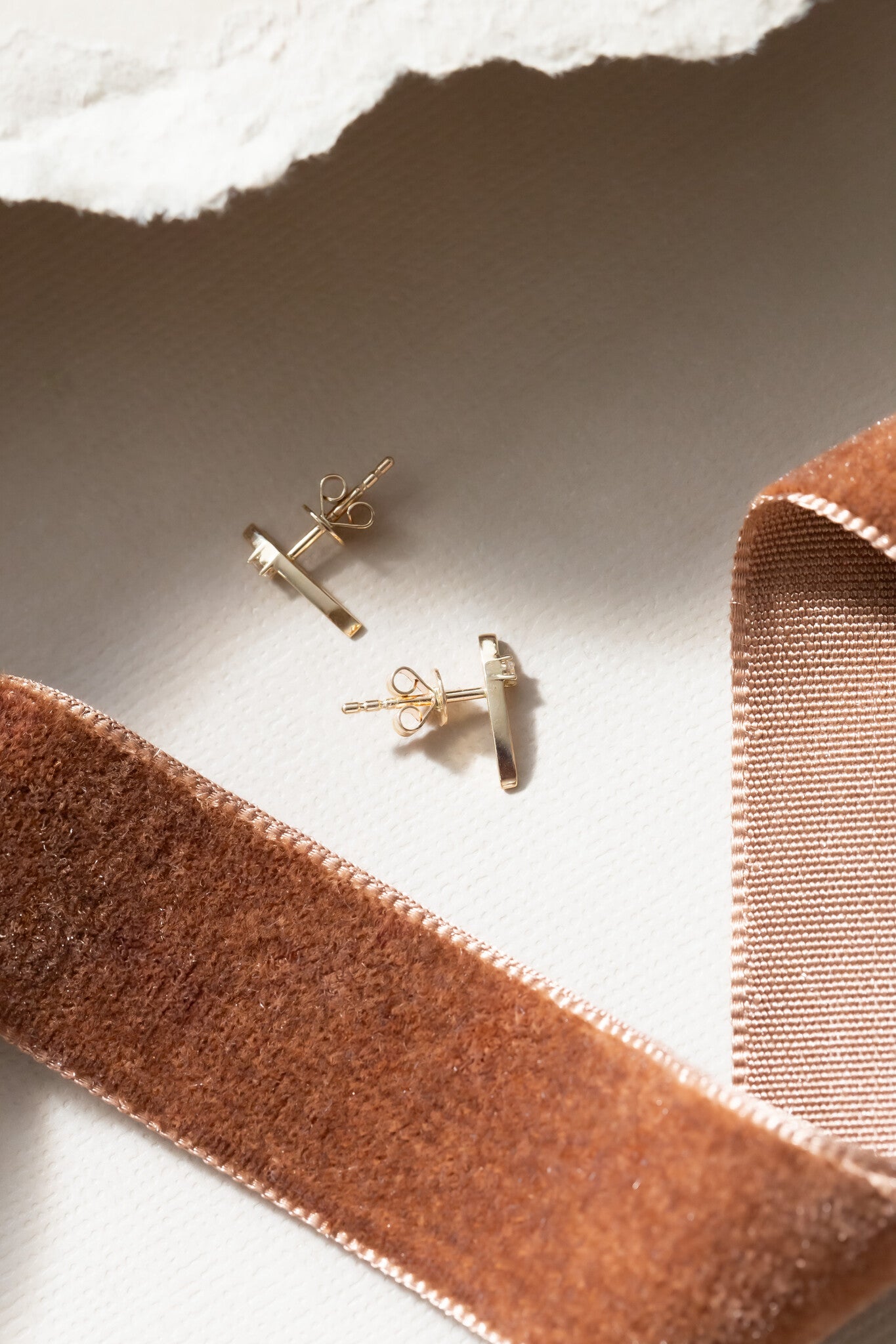 Diamond on Curved Tapered Bar Earrings