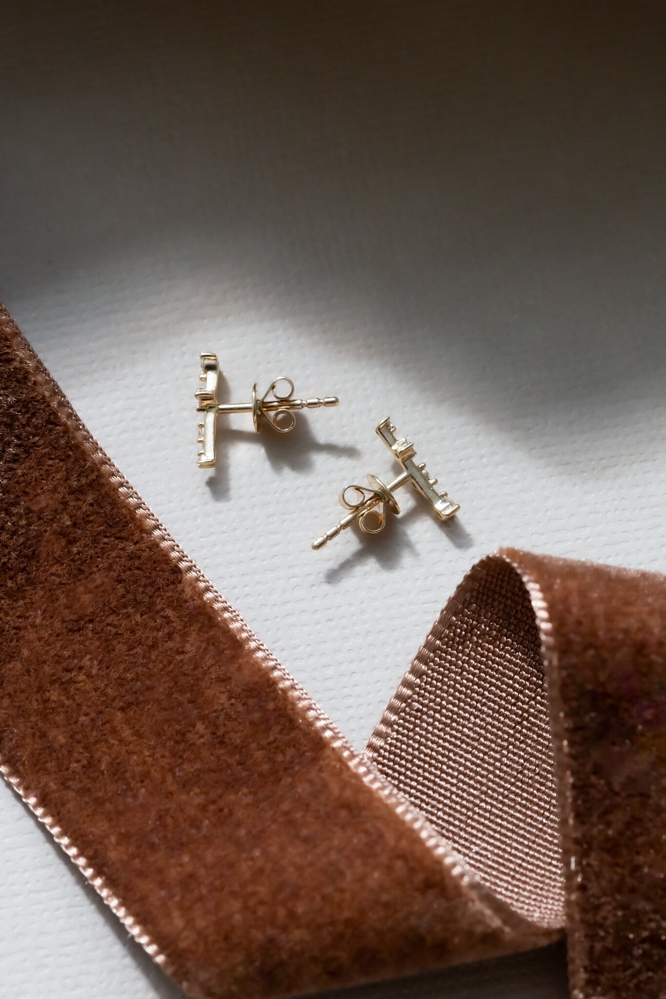 Four Offset Diamonds on Bar Earrings