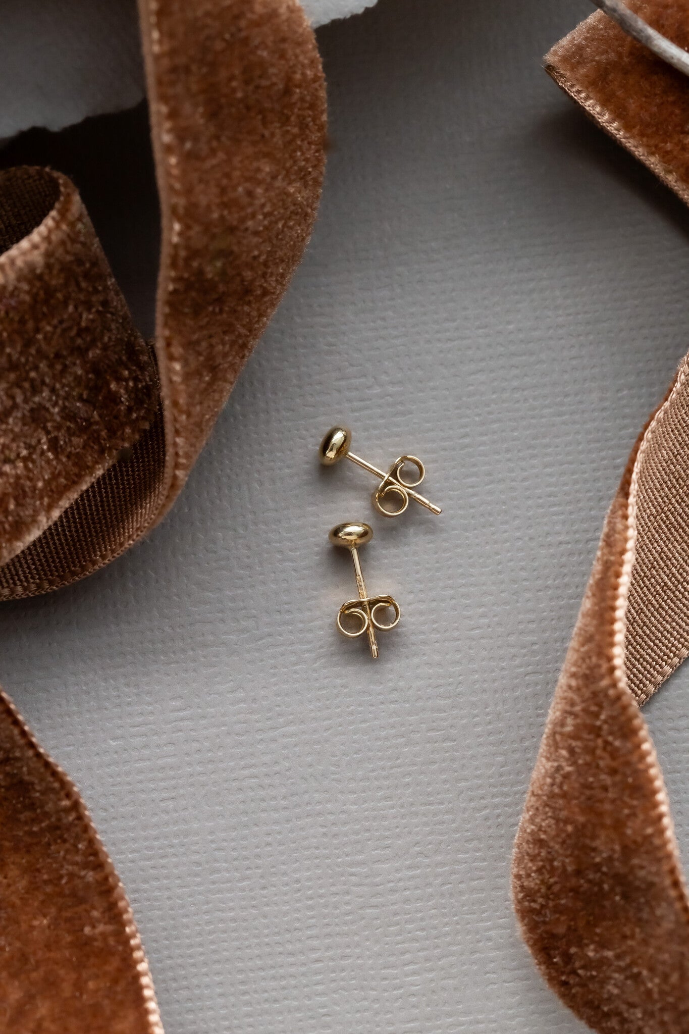 Round Domed Gold Stud Earrings