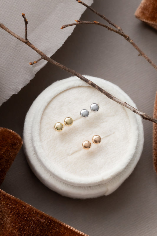 Round Domed Gold Stud Earrings