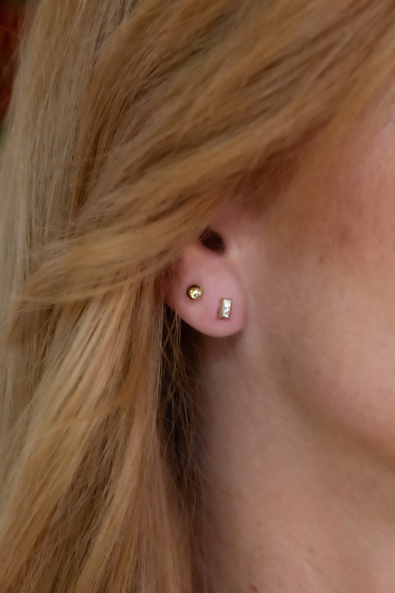 Double Baguette Diamond Bezel Earrings