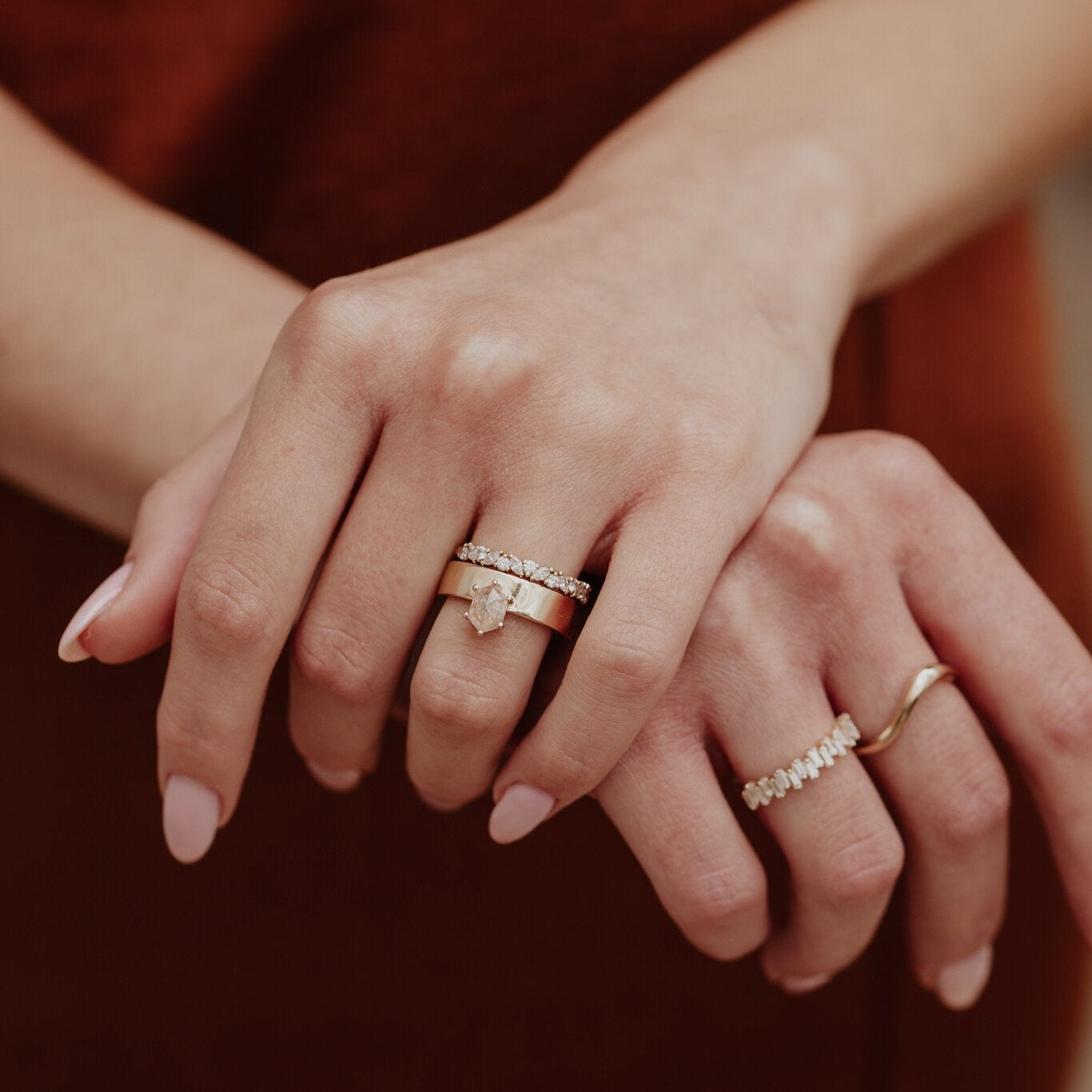 The Sezanne 1.05 ct Hexagon Rustic Diamond Ring