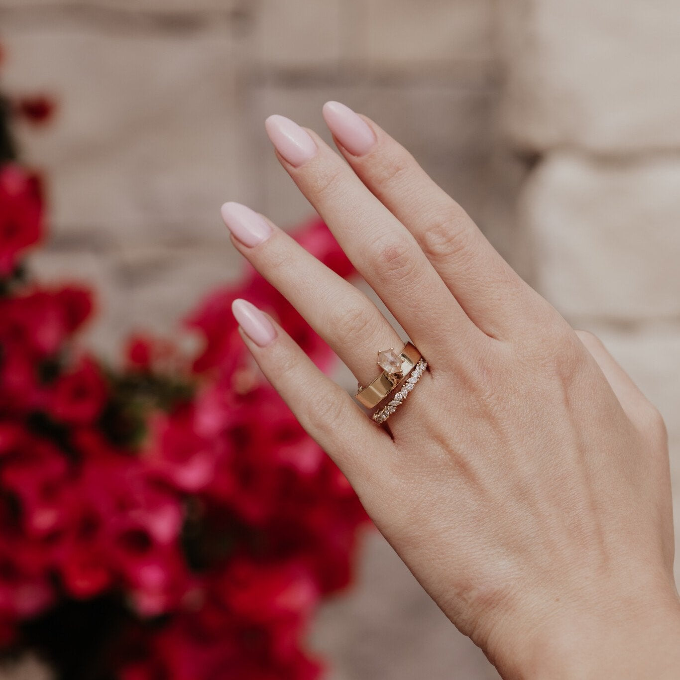 The Sezanne 1.05 ct Hexagon Rustic Diamond Ring