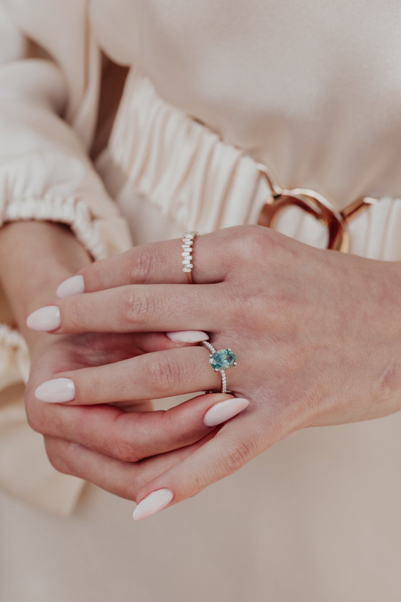 The Jenna 2.67 ct Oval Green Montana Sapphire Ring