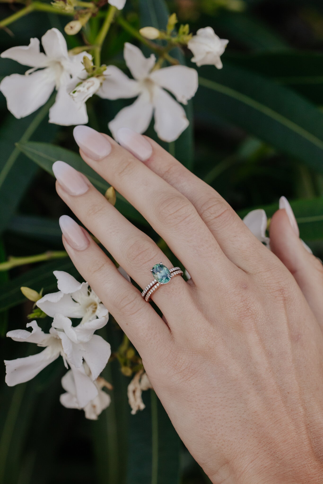 The Jenna 2.67 ct Oval Green Montana Sapphire Ring