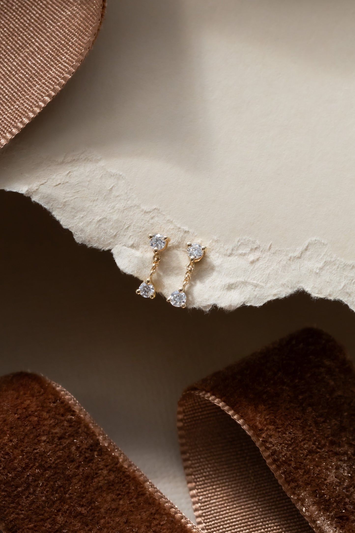 Diamond Stud with Diamond Dangle Earrings