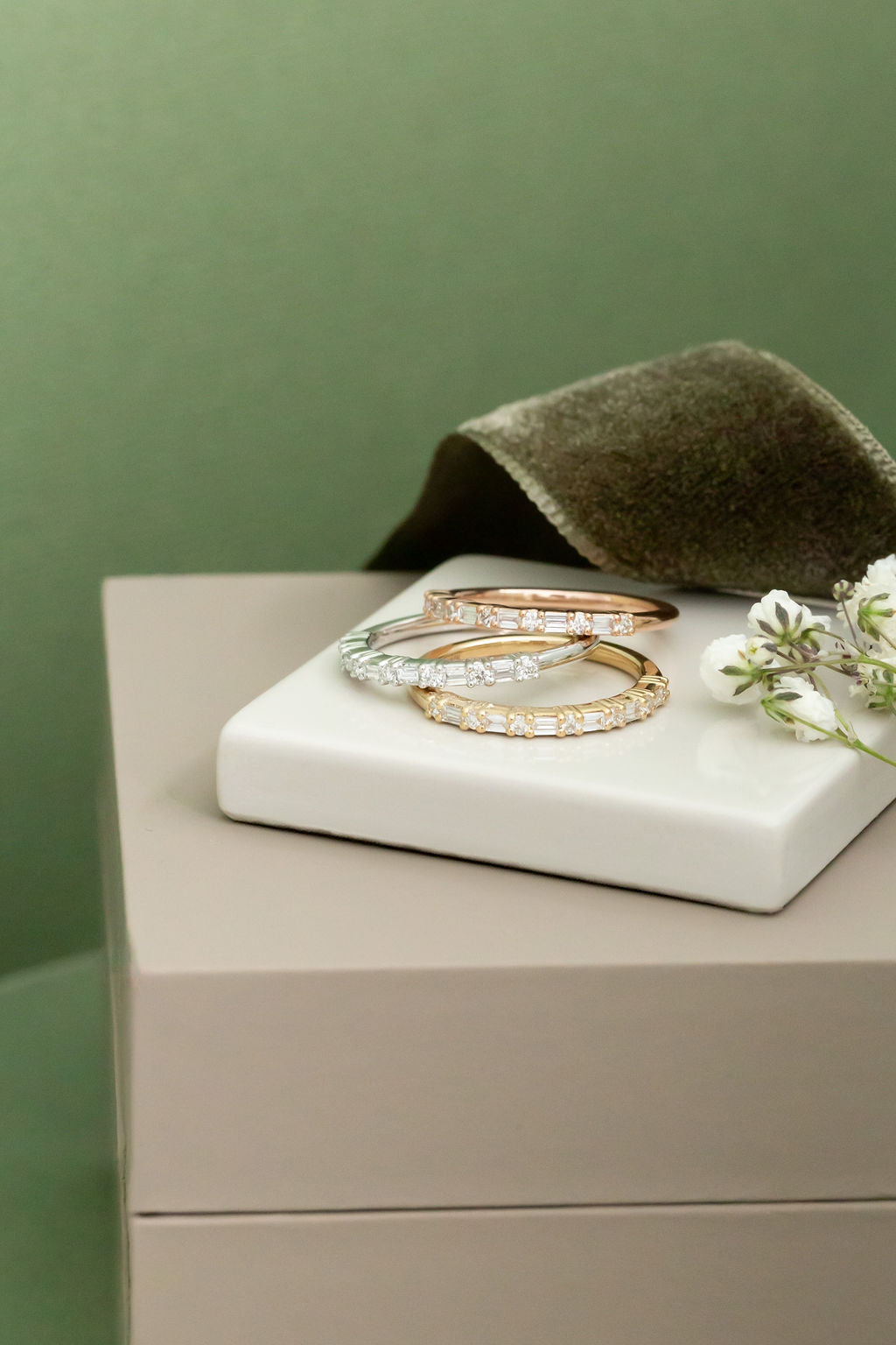 The Katherine Diamond Band in 14k yellow, white, and rose gold