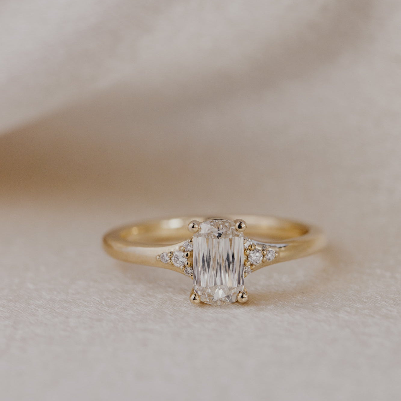 The Angie 1.02 ct Elongated Cushion Champagne Diamond Ring