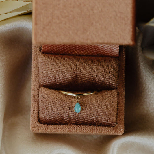 Pear Turquoise in Prongs Dangle Ring