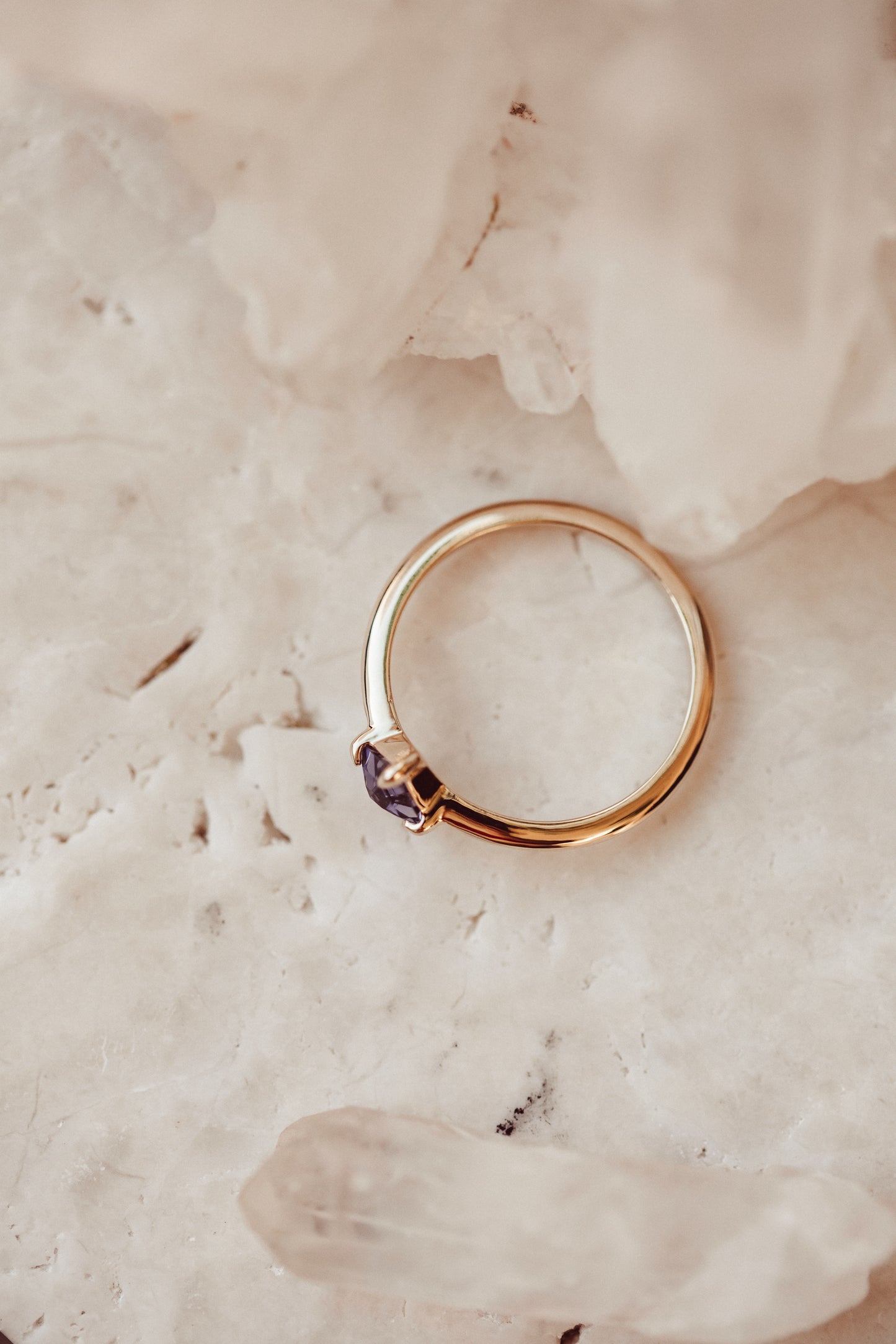 Square Iolite Prong Set Ring