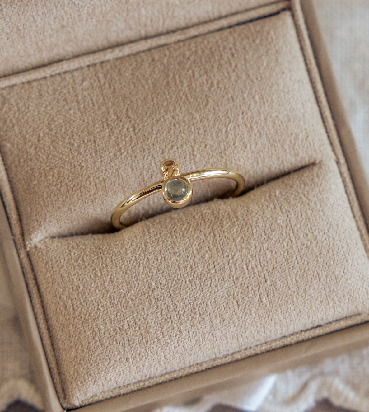 Blue Topaz and Metal Ball Ring