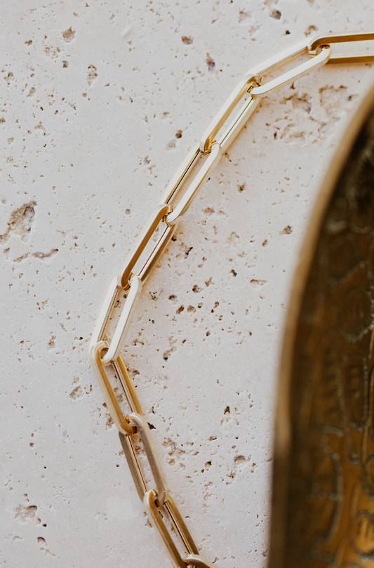 Large Paper Clip Chain Necklace 14kyg